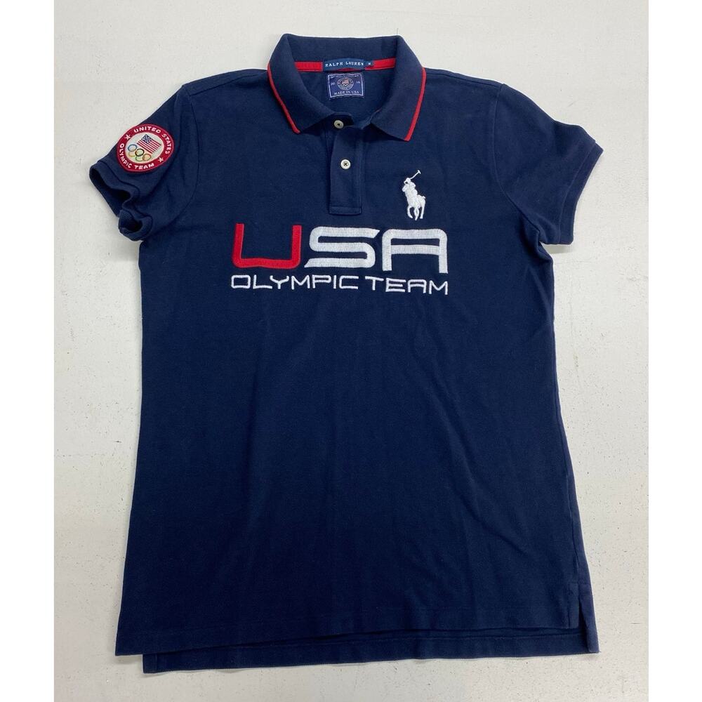 2014 Women Ralph Lauren USA Olympic Team stitched cotton rugby shirt M